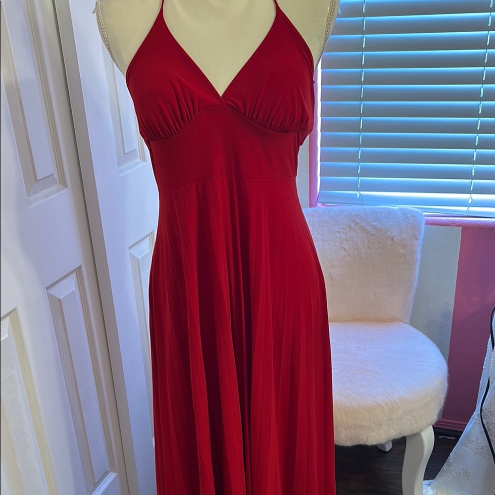 Elegant Red Halter Dress